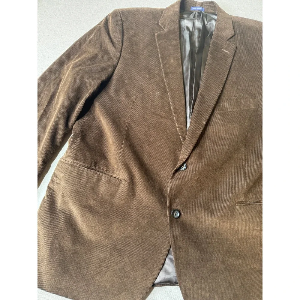 Stafford Signature Mens 48 Reg Brown Corduroy Sport Coat Blazer‎ Elbow Patches